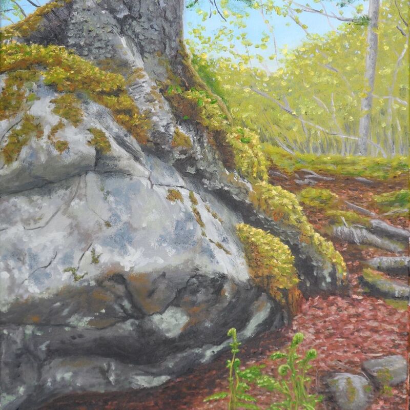 "Tree and Boulder"
16 in. by 20 in.
Oil on canvas
CAD$500